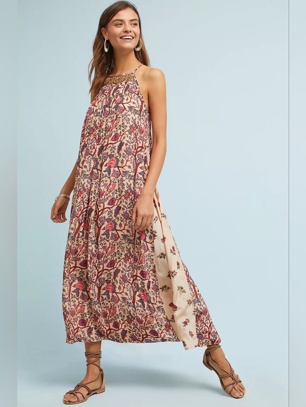 Nikasha Anthropologie NWOT Gorgeous Beaded Halter Maxi Dress Size Medium